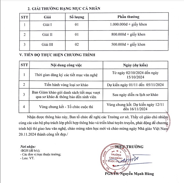 kế hoạch cuộc thi văn nghệ chào mừng năm học mới 2024 - 2025 và Kỷ niệm 42 năm ngày chà giáo việt nam