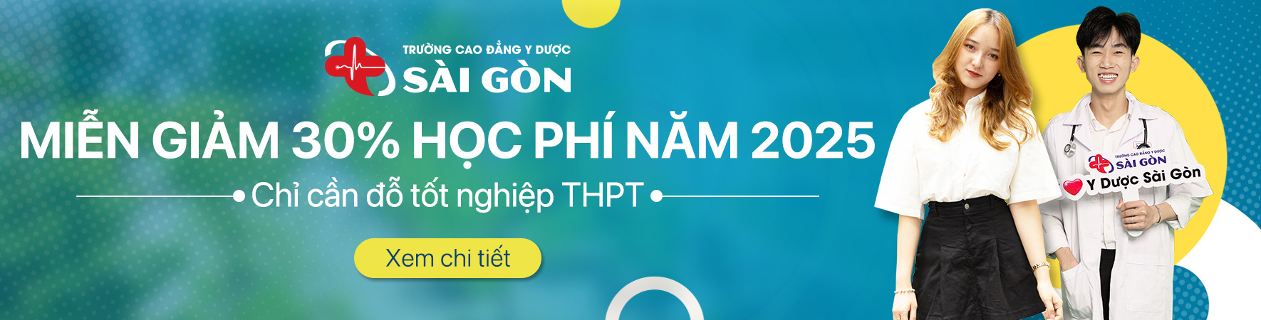 trường cao đẳng y dược sài gòn miễn giảm học phí năm 2025 điều kiện chỉ cần đỗ tốt nghiệp thpt