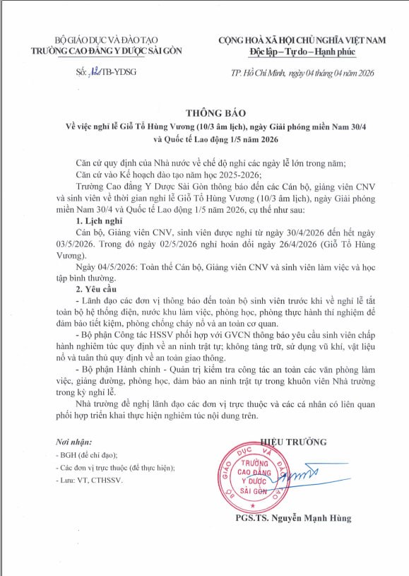 lịch nghỉ lễ Giỗ Tổ Hùng Vương và ngày 30/4 – 1/5 năm 2026
