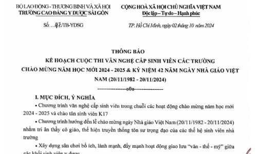 Thông báo kế hoạch cuộc thi văn nghệ Chào mừng năm học mới 2024 – 2025 và Kỷ niệm 42 năm ngày Nhà giáo Việt Nam